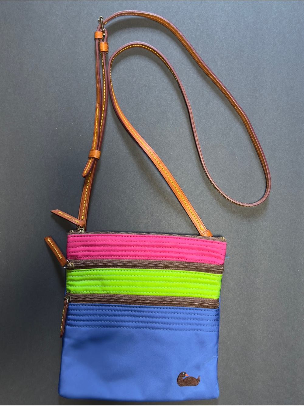Vintage Dooney & Bourke Neon Colorblock Crossbody Bag, Y2K